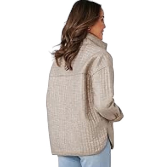 🥳Democracy Gold Taupe Quilted Long Sleeve Jacket - Picture 3 of 4